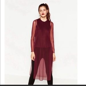 NWT Zara Mesh Shirt Dress